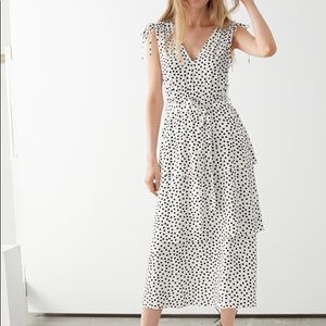 & Other Stories Belted V-Neck Midi Polka Dot Dress
